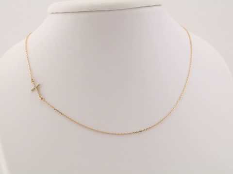 .04 CTW Natural Diamond Off-Center Sideways Cross Necklace video