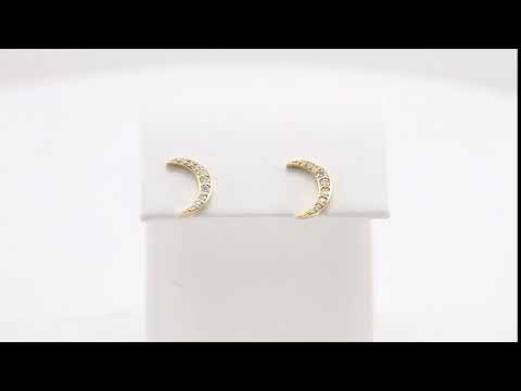 1/10 CTW Natural Diamond Crescent Moon Earrings video