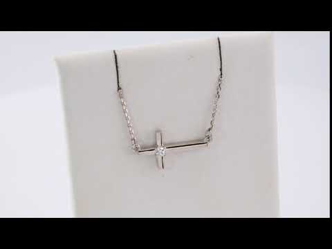 1/10 CTW Natural Diamond Sideways Cross Necklace video