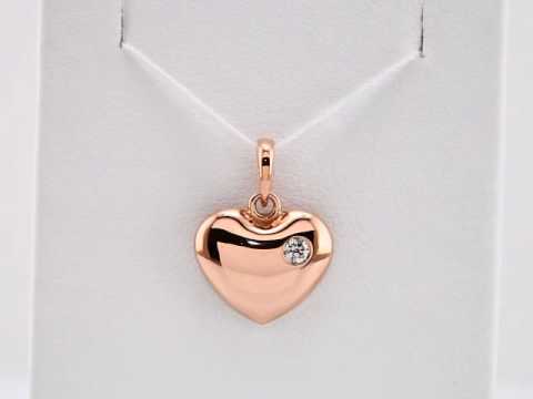 .05 CT Natural Diamond Engravable Heart Pendant video