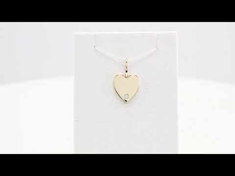 .02 CT Natural Diamond Engravable Heart Charm/Pendant video